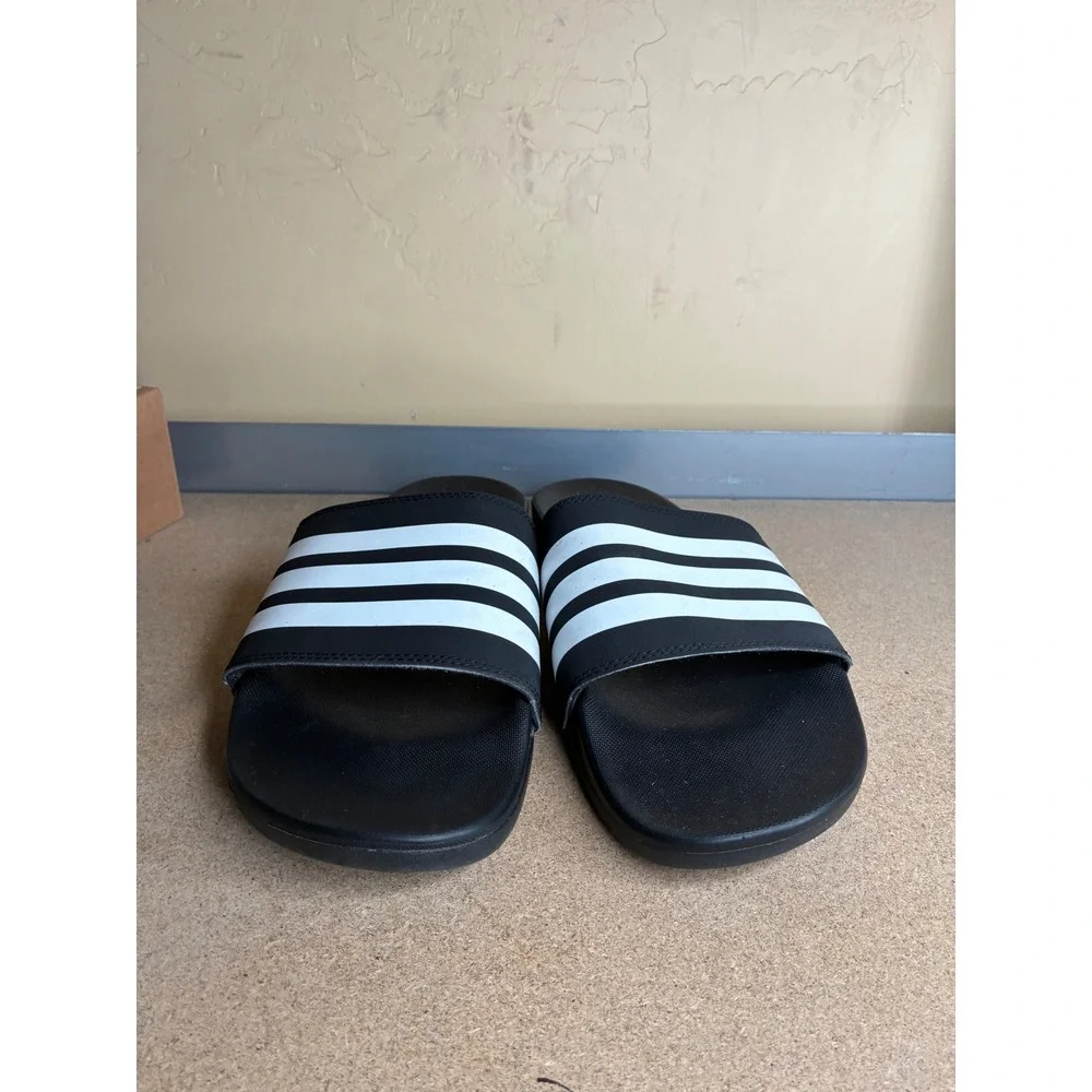 Adidas Adilette Shower Slides Mens 11 Black White 3 Stripe Sandals GZ5922